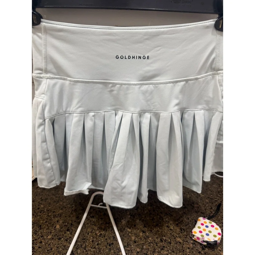 Goldhinge Pleated Tennis Skort Light Blue Athletic‎ Skirt with Pockets Womens